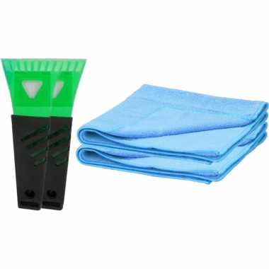 Ijskrabber autoramen set - 2x ijskrabbers met 2x condensdoeken