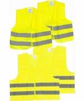 4x veiligheidsvesten hesjes geel voor volwassenen kinderen